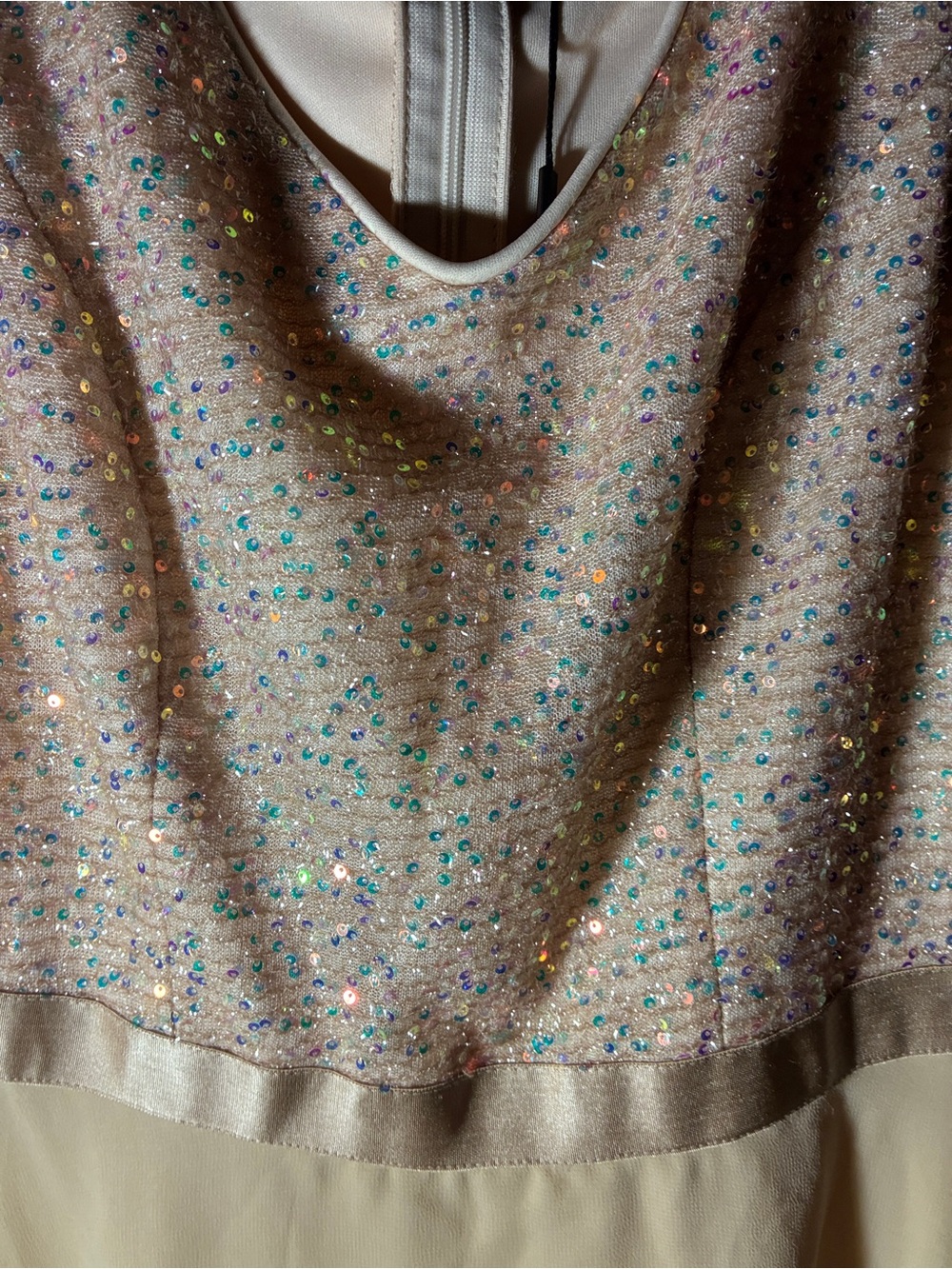 NWT Dressystar Champagne Sequin Bodice Chiffon A-Line Cocktail Dress Small - Picture 12 of 12